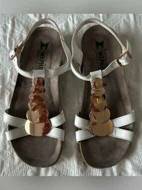 Mephisto White Leather Sandal Straps, Sz. 6, Gently Used.